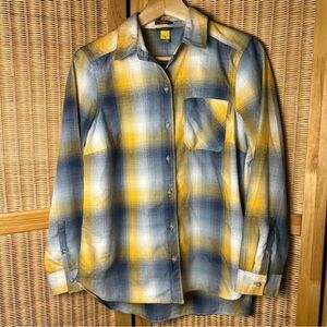 Eddie Bauer women's Blue and Yellow plaid performance Shirt NWOT size PS